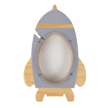 ELECTROPRIME Nordic Wood Rocket Money Box Toys Living Room Decoration Piggy Bank(Grey)