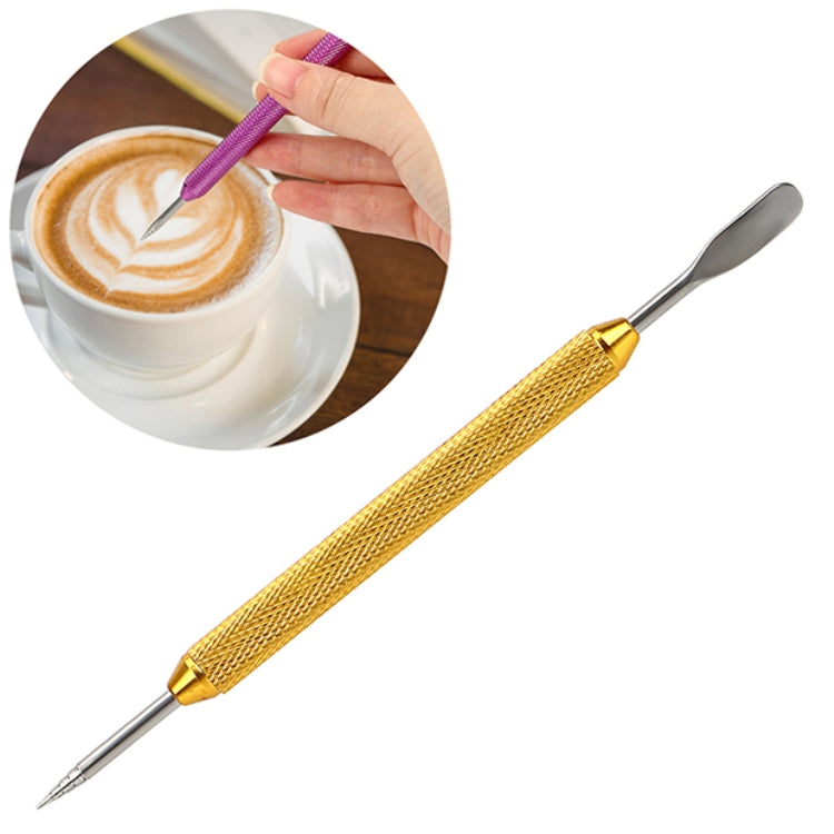 ELECTROPRIME Fancy Coffee Pull Flower Needle Stainless Steel Carved Rod Crochet Flower Needle(Gold)