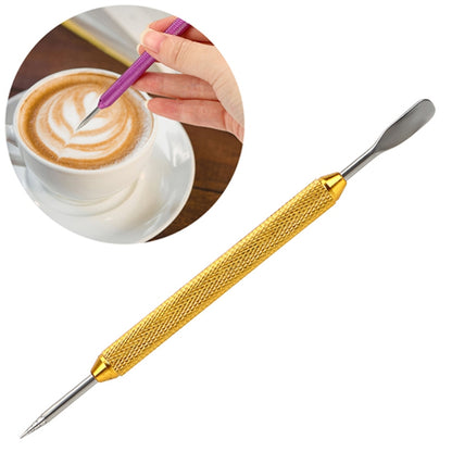 ELECTROPRIME Fancy Coffee Pull Flower Needle Stainless Steel Carved Rod Crochet Flower Needle(Gold)