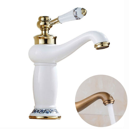 ELECTROPRIME Copper Antique Hot Cold Double Blue White Porcelain Faucet