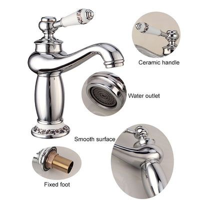 ELECTROPRIME Copper Antique Hot Cold Double Blue White Porcelain Faucet