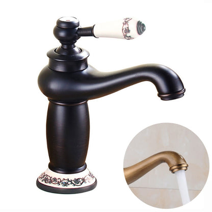 ELECTROPRIME Copper Antique Hot Cold Double Blue White Porcelain Faucet