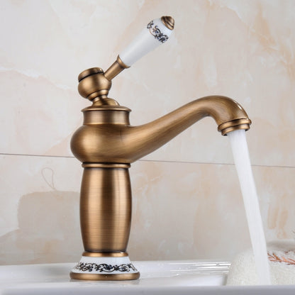 ELECTROPRIME Copper Antique Hot Cold Double Blue White Porcelain Faucet