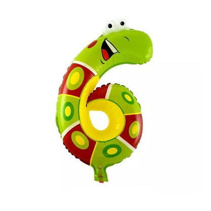ELECTROPRIME 3 PCS 0-9 Digital Cartoon Children Birthday Party Decorated Aluminum Balloon(Number Six)