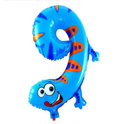 ELECTROPRIME 3 PCS 0-9 Digital Cartoon Children Birthday Party Decorated Aluminum Balloon(Number Nine)
