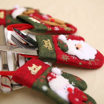 ELECTROPRIME Christmas Decorations Restaurant Decorations Gift Bag Knife and Fork Set Gloves Style(Snowman)