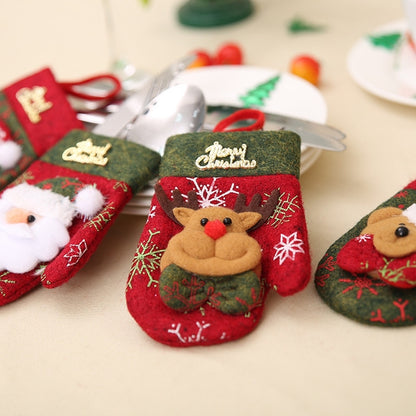 ELECTROPRIME Christmas Decorations Restaurant Decorations Gift Bag Knife and Fork Set Gloves Style(Bear)