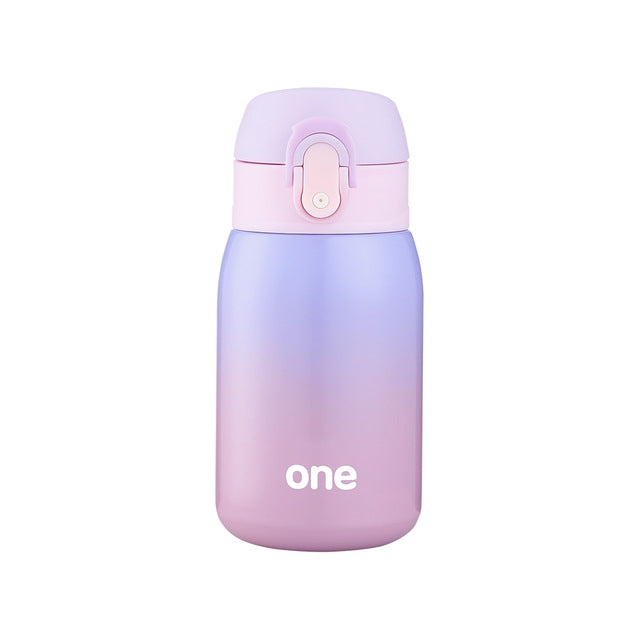 ELECTROPRIME Gradient Color Baby Stainless Steel  Milk Thermos Children Insulated Bottle Leak-poof Thermal Cup(260ml Purple)