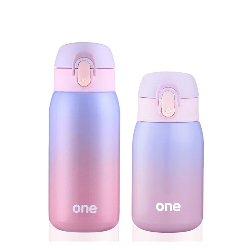 ELECTROPRIME Gradient Color Baby Stainless Steel  Milk Thermos Children Insulated Bottle Leak-poof Thermal Cup(260ml Purple)