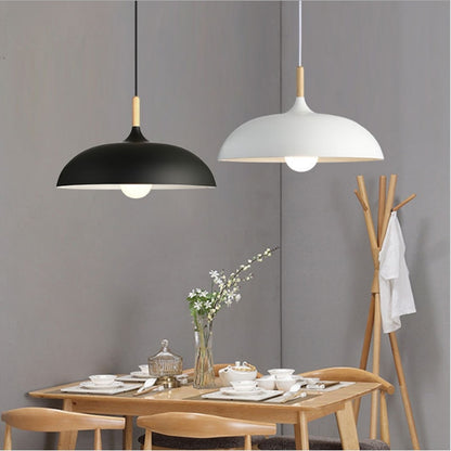 ELECTROPRIME 40W 35cm Minimalist Creative Personality Semi-circular Lid Chandelier Wrought Iron Single-head Restaurant Living Room Hotel Lamps (Black)