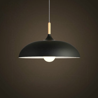 ELECTROPRIME 40W 45cm Minimalist Creative Personality Semi-circular Lid Chandelier Wrought Iron Single-head Restaurant Living Room Hotel Lamps (Black)