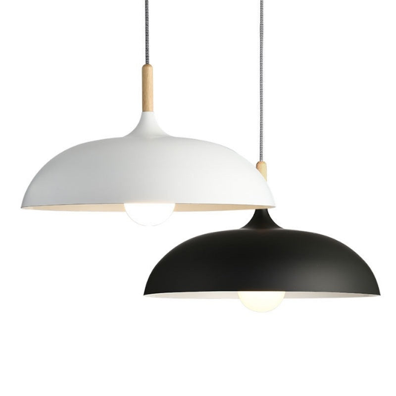 ELECTROPRIME 40W 45cm Minimalist Creative Personality Semi-circular Lid Chandelier Wrought Iron Single-head Restaurant Living Room Hotel Lamps (Black)