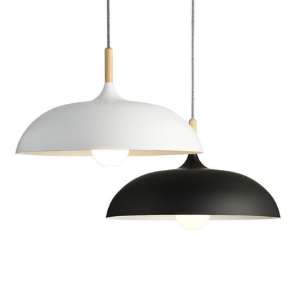 ELECTROPRIME 40W 45cm Minimalist Creative Personality Semi-circular Lid Chandelier Wrought Iron Single-head Restaurant Living Room Hotel Lamps (Black)