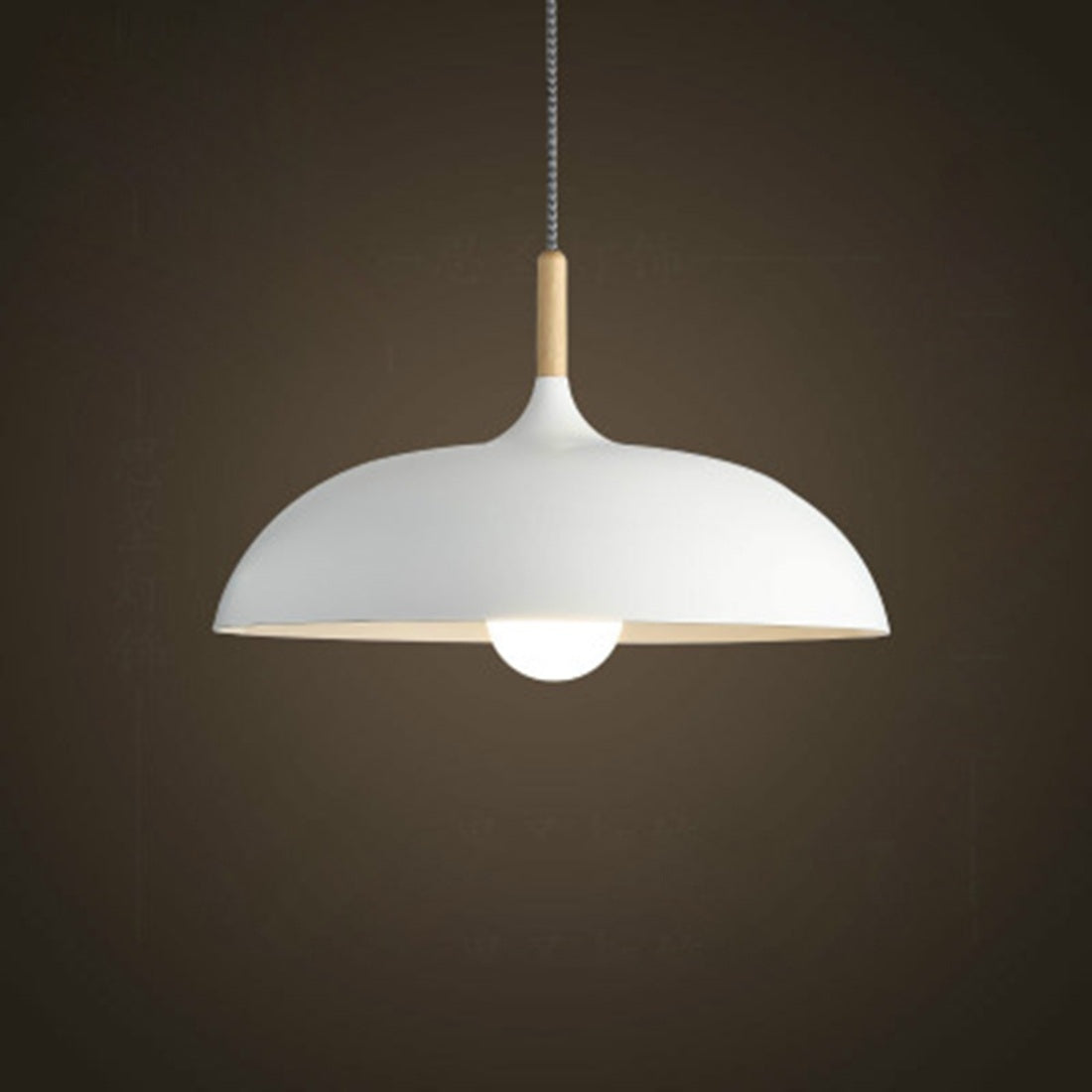 ELECTROPRIME 40W 45cm Minimalist Creative Personality Semi-circular Lid Chandelier Wrought Iron Single-head Restaurant Living Room Hotel Lamps (White)