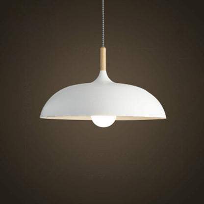 ELECTROPRIME 40W 45cm Minimalist Creative Personality Semi-circular Lid Chandelier Wrought Iron Single-head Restaurant Living Room Hotel Lamps (White)