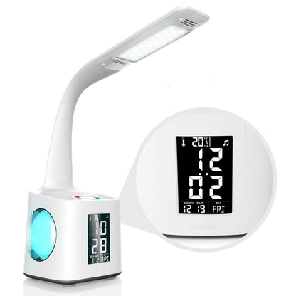 ELECTROPRIME 10W Touch Control 3-speed Adjustment Light DimmableEye Protection Table Lamp Coloured Night Light with Pen Holder & Alarm Clock