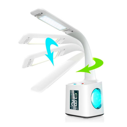 ELECTROPRIME 10W Touch Control 3-speed Adjustment Light DimmableEye Protection Table Lamp Coloured Night Light with Pen Holder & Alarm Clock