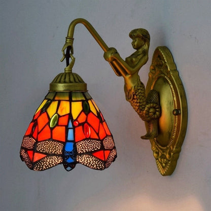 ELECTROPRIME Retro Stained Glass Living Room Dining Room Bedroom Bar Club Aisle Wall Lamp (EU Plug)