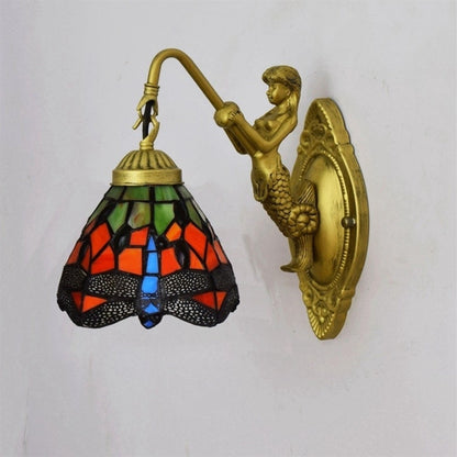 ELECTROPRIME Retro Stained Glass Living Room Dining Room Bedroom Bar Club Aisle Wall Lamp (US Plug)